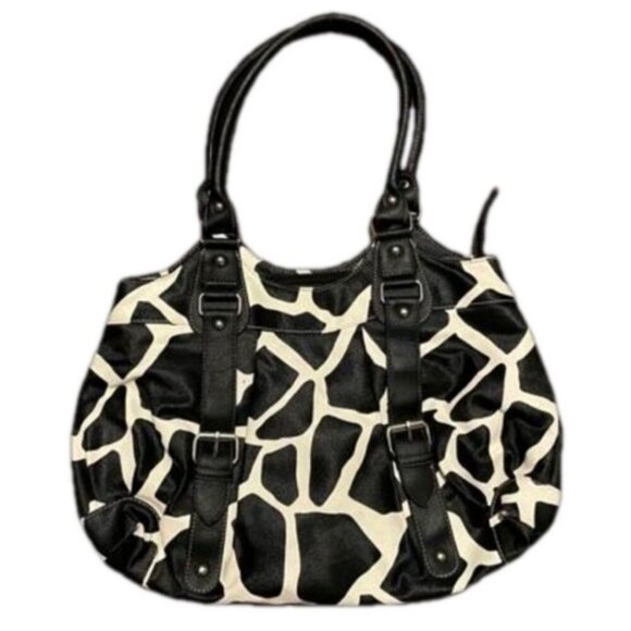 Vegan Leather Cow Print Shoulder Bag Y2K Oversized Purse - Picture 1 of 7
